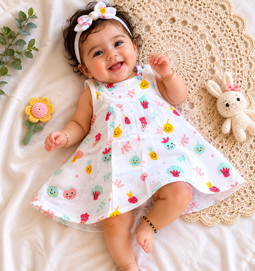 Baby girl zip frock (Assorted colour)