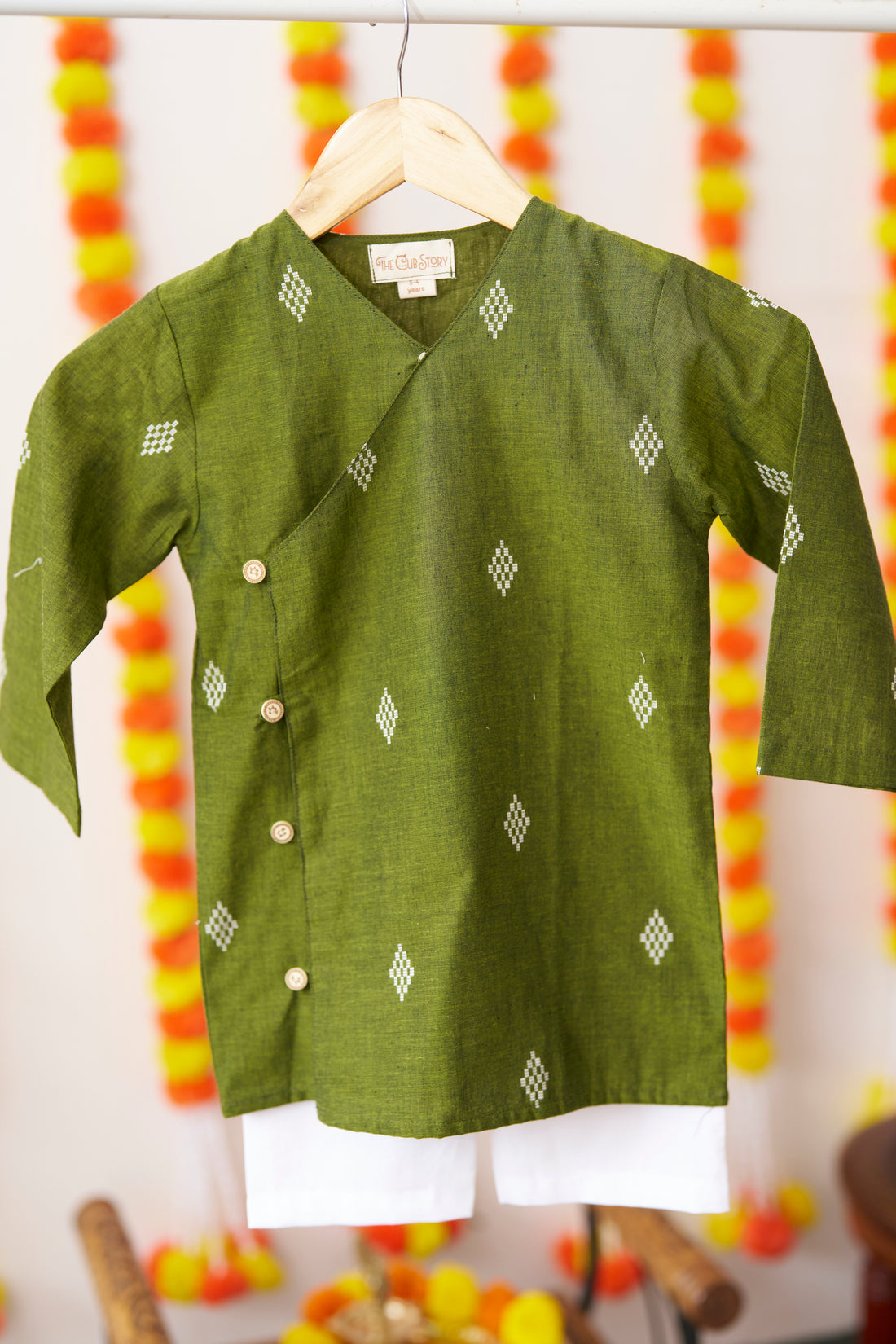 Olive green kurta set