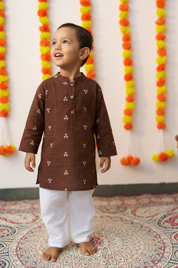 Brown heritage kurta set