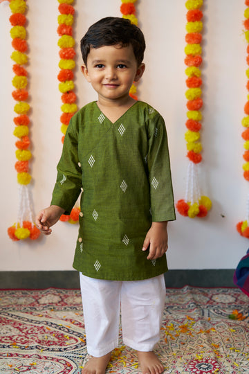 Olive green kurta set