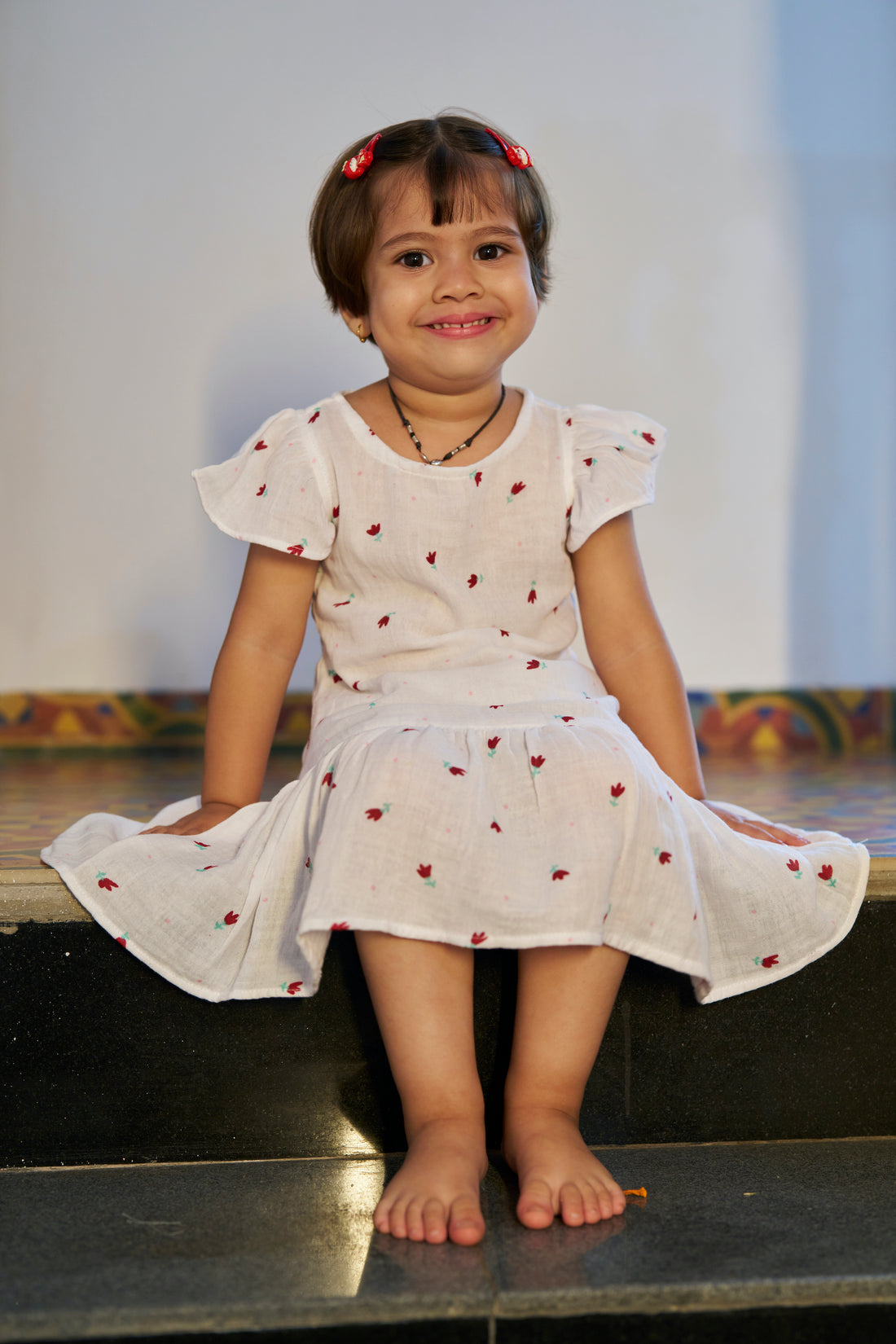 Snow Blossom Muslin Dress