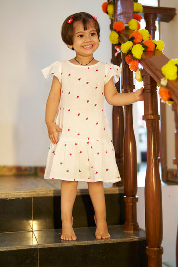 Snow Blossom Muslin Dress